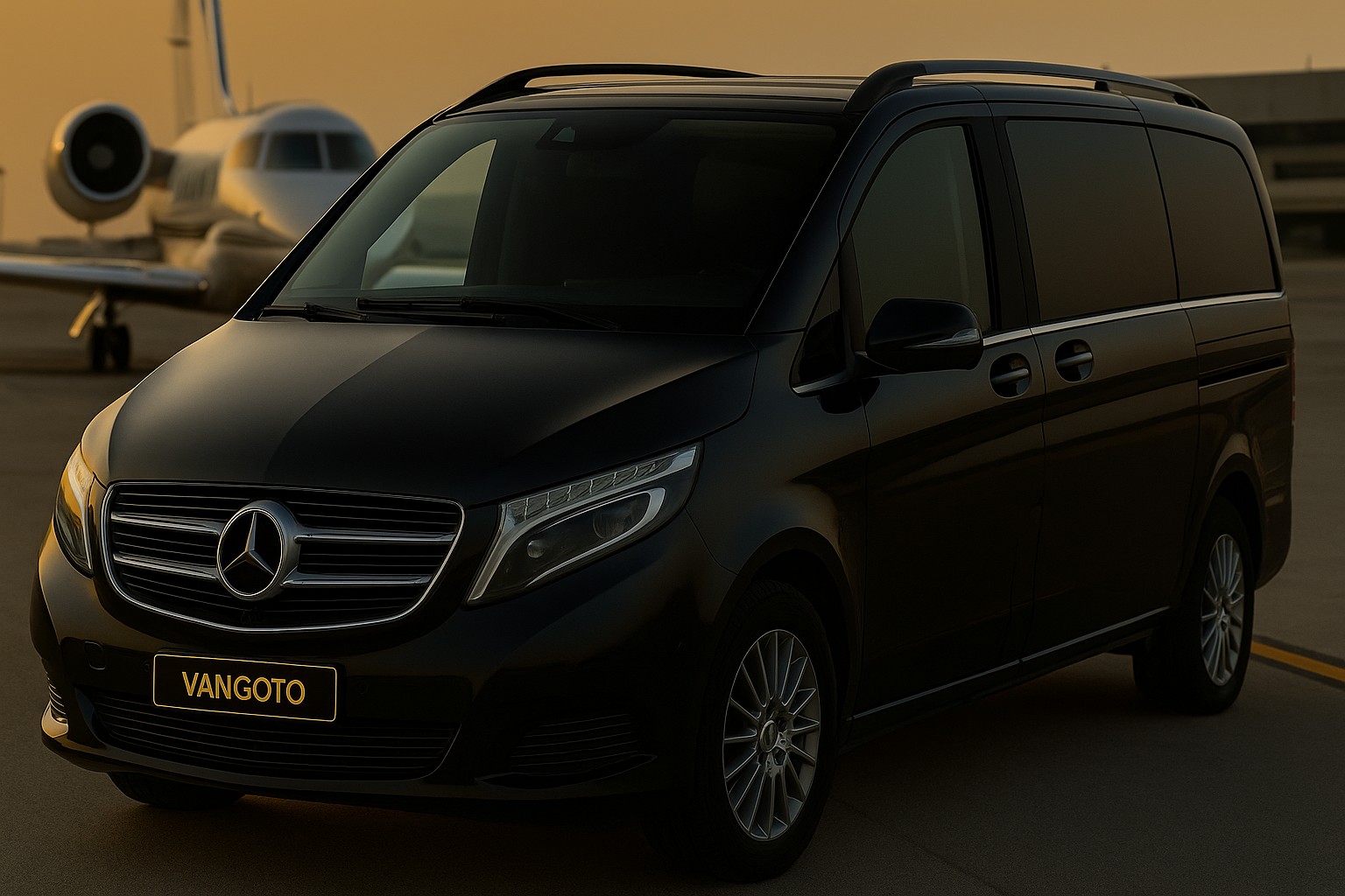 Mercedes-Benz V-Class by a private jet
